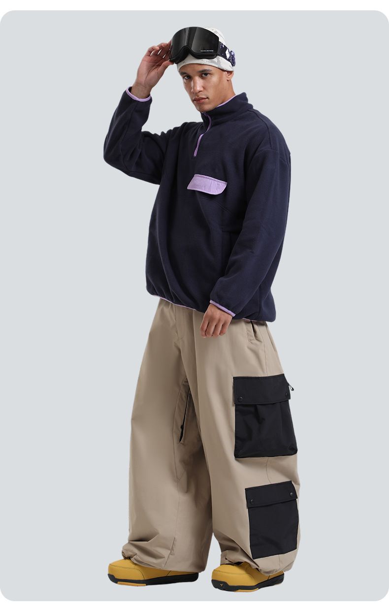 Wasserdichte Unisex-Schneehose mit mehreren Taschen – Winddichte, atmungsaktive Skihose mit weitem Bein für Damen und Herren_voghion.com