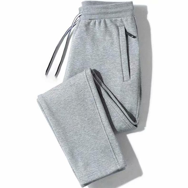 Pantalon de jogging décontracté pour homme avec poches zippées - Doublure polaire, taille élastique, coupe confortable, jambe droite, grande taille, noir/gris (standard et_voghion.com