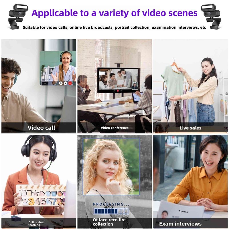 Telecamera per conferenza live USB con luce di riempimento 4K B18 per computer_voghion.com