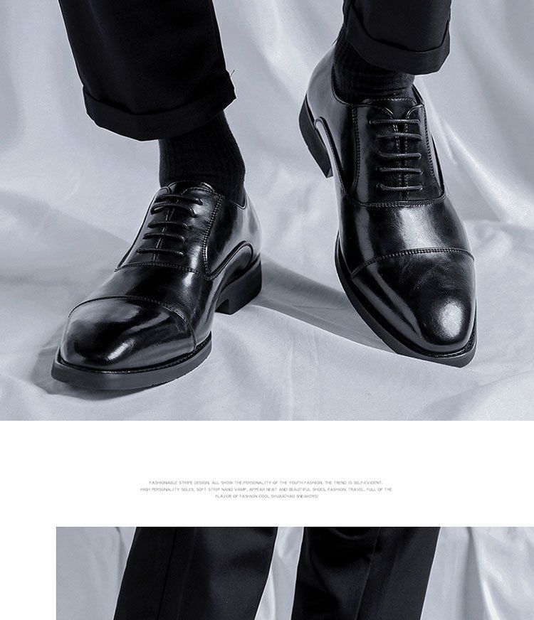 Men's Genuine Leather Dress Shoes - Business Casual & Wedding Groom Oxfords, British Style Formal Shoes_voghion.com