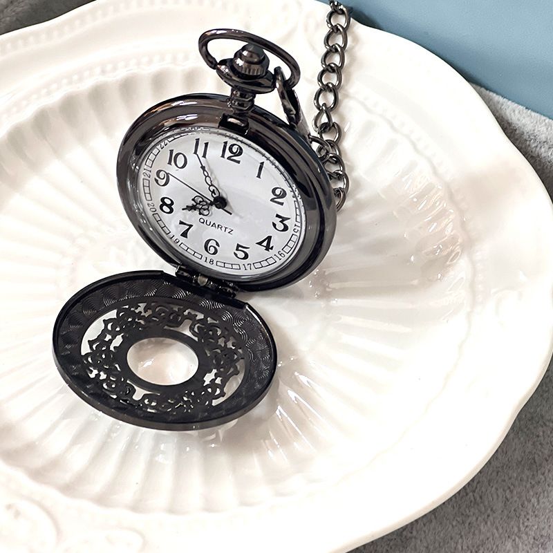 Vintage Nostalgic Flap Quartz Pocket Watch Hollow Flower Carving Necklace Antique Pendant Watch Work Daily Birthday Anniversary Valentine's Day Gift_voghion.com