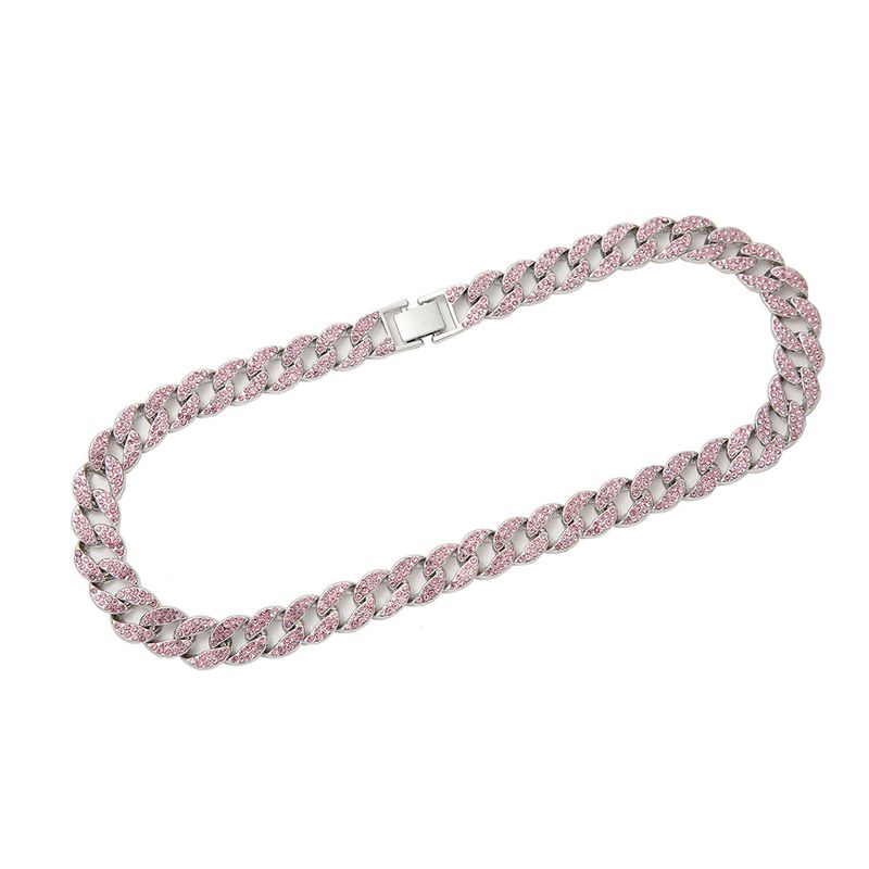 Collana da uomo cubana semplice versatile di lusso leggero rosa coreano da 15 mm, tendenza moda 2022, stile Ins_voghion.com