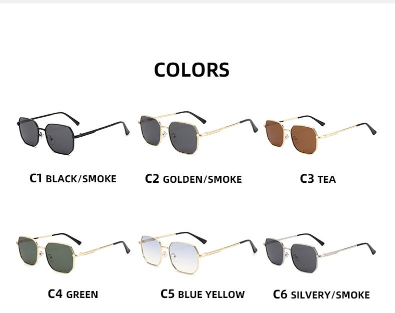 Nouvelles lunettes de soleil rétro polygonales pour hommes, style punk, petite monture_voghion.com