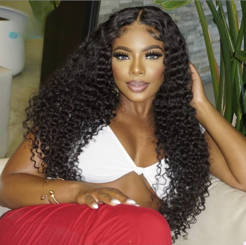 Brasiliansk krøllete 13x4 blonder foran parykk med ekte hår 13x4 blonder foran parykker med ekte hår for kvinner, krøllete babyhårparykk med remy 180%_voghion.com