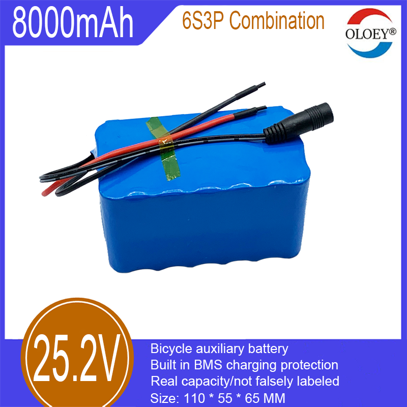 25,2-V-Lithium-Ionen-Akkupack, 6S3P-Kombination, 8000 mAh, integrierter BMS-Ladeschutz, verwendet in Elektrofahrrädern, Drehmomentfahrrädern und anderen Bereichen_voghion.com