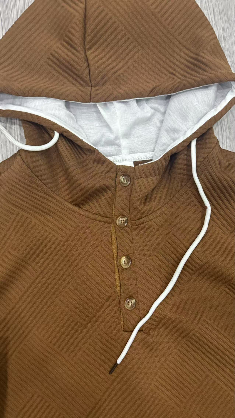 Felpa con cappuccio in jacquard da uomo – Felpa con cappuccio casual per tutte le stagioni con motivo elegante e tessuto leggermente elasticizzato_voghion.com
