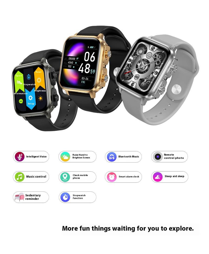 Smartwatch met Bluetooth-oordopjes, fitnesstracker, hartslagmeter, slaapregistratie, muziek en oproepen, IPX5-waterdicht, batterijduur van 7 dagen_voghion.com