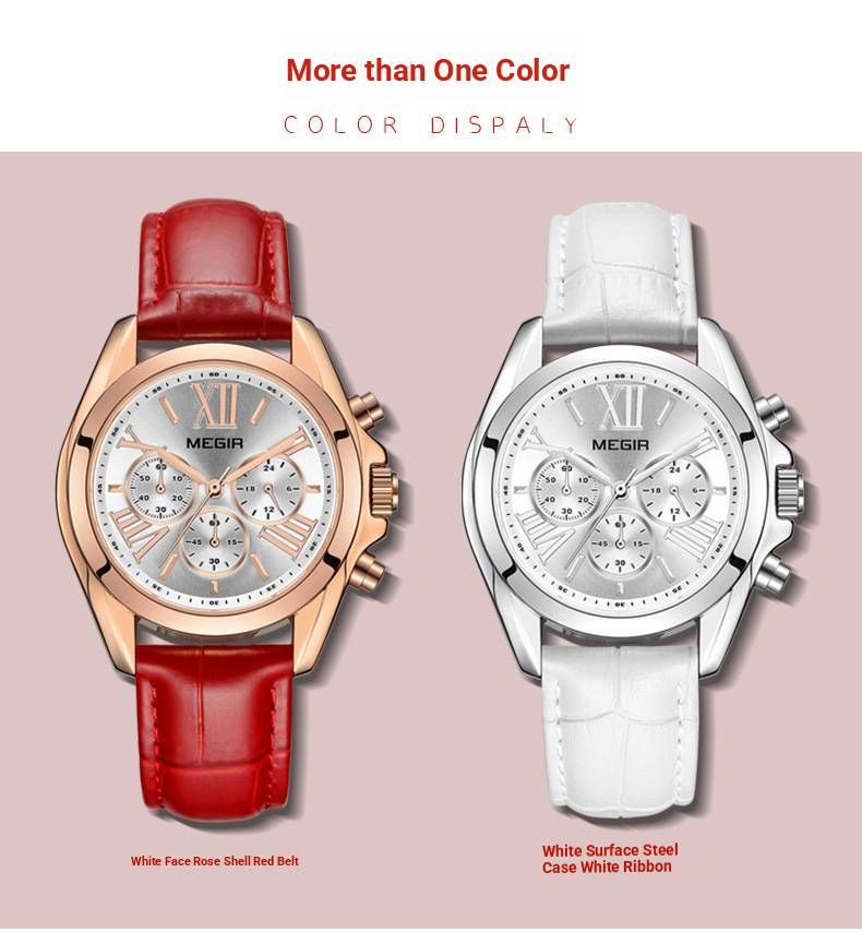 Elegante orologio al quarzo da donna – Orologio alla moda con cinturino in vera pelle da 37 mm e dettagli decorativi (opzioni bianco/oro rosa)_voghion.com