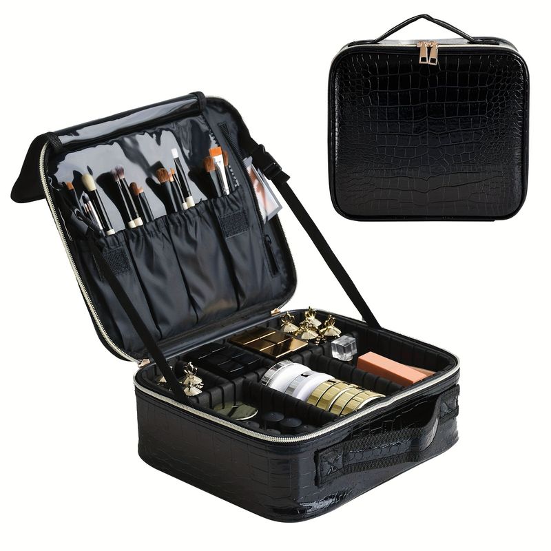 Make-up-Tasche für Damen – multifunktionales, tragbares Reisekosmetiketui mit Pinsel-Organizer, kompakte Aufbewahrung für Make-up-Utensilien, Reise-Make-up-Aufbewahrung_voghion.com