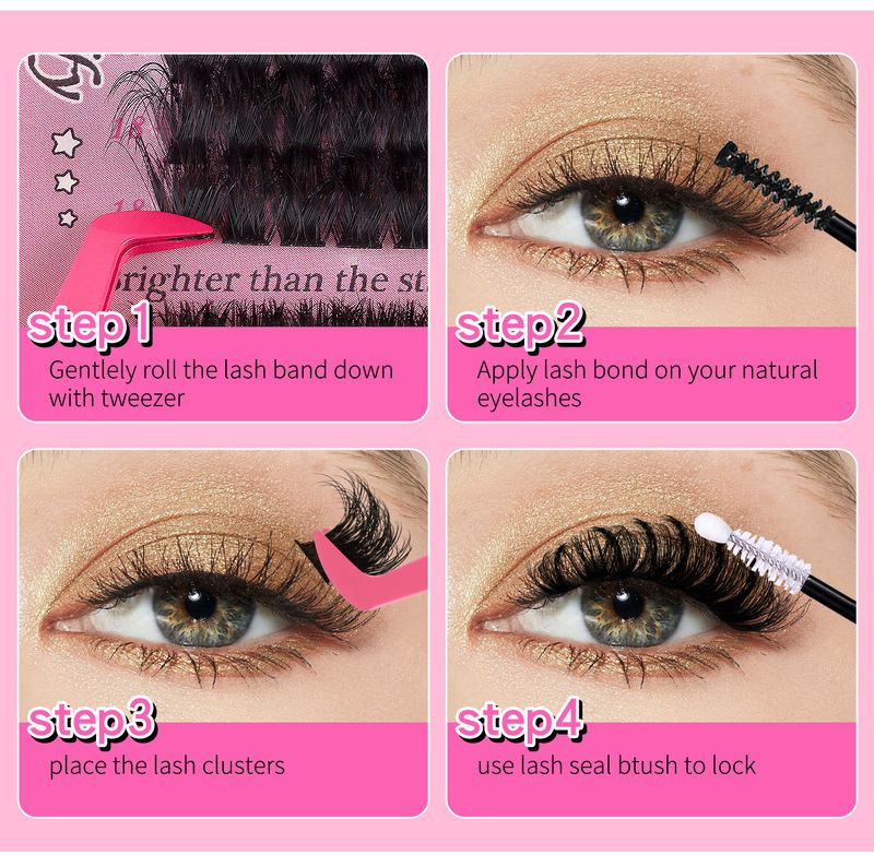 152 kępki sztucznych rzęs topliwych na gorąco, pojedyncze kępki, 80P, 100P, gęste, naturalne, segmentowane, z zestawem klejów_voghion.com