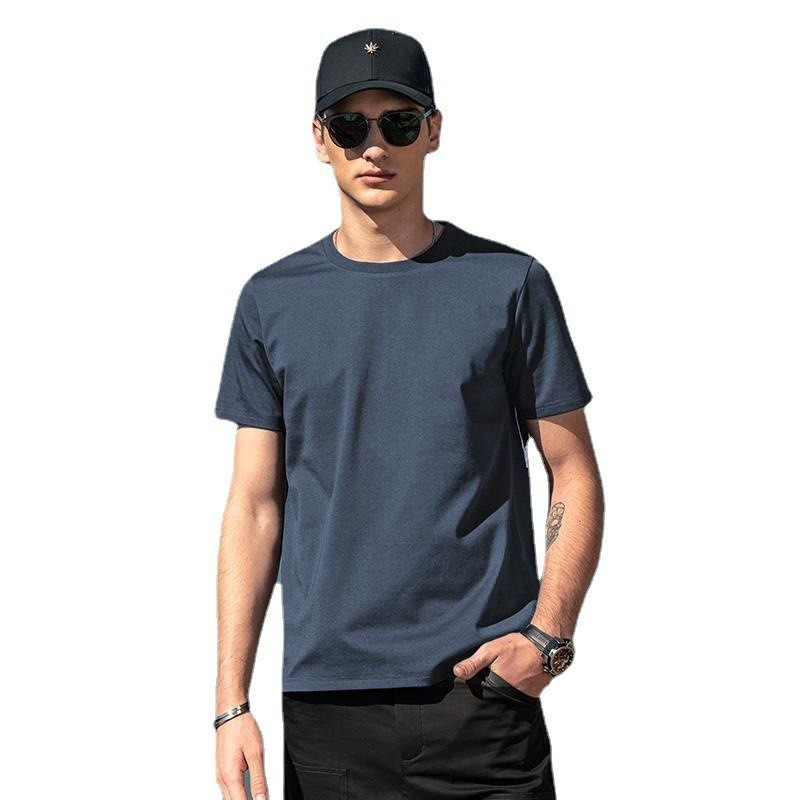 Cool Ice Silk Cotton Short Summer White Half Sleeve Inner Layer Men's Solid Color Mercerized T-Shirt Base Shirt_voghion.com