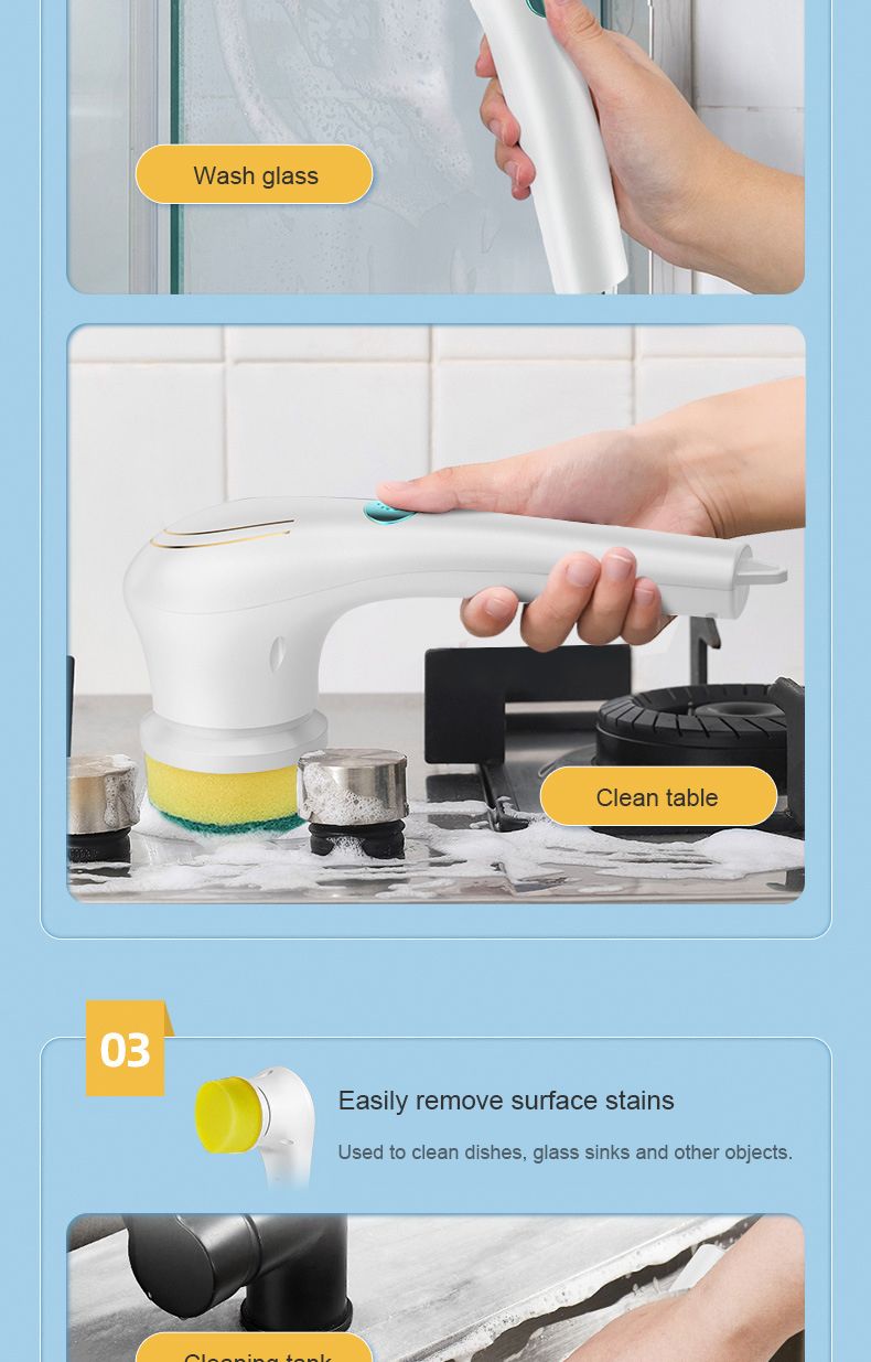 5-in-1 Electric Scrubber - Bathroom/Kitchen Cleaner, Multifunction Dryer, EU Home Deep Cleaning_voghion.com