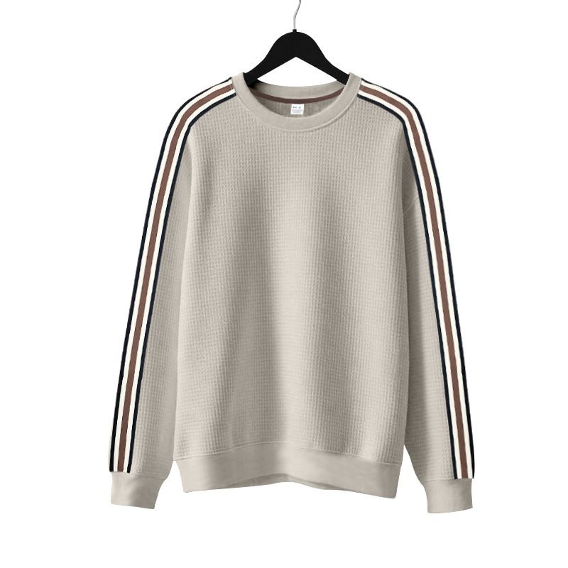 Men's Casual Sweatshirt - Relaxed Fit Crewneck Pullover With Mini Check Pattern | Soft Cotton Blend, Thickened For Spring/Fall_voghion.com
