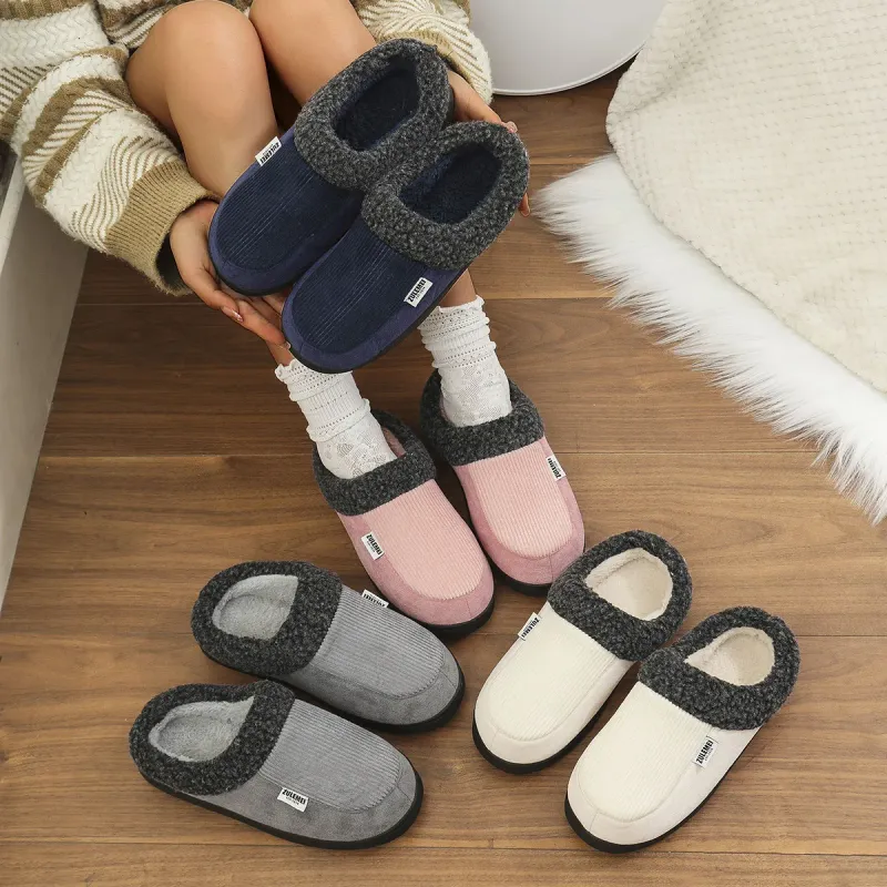 free Shipping Suede Cotton Slippers For Home Use Woolen Mouth Insulation Bag Heel Shoes Anti Slip Snow Boots_voghion.com