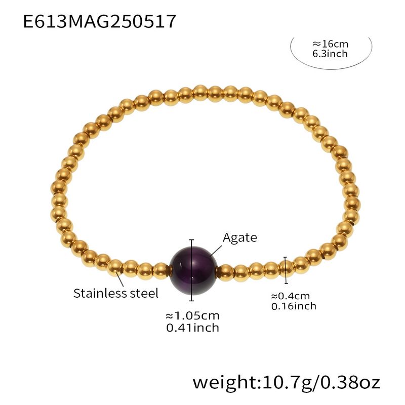 Damenschmuck Riesenrad Edelstahl Goldperlen Leichtes Luxusarmband Muschelkreuz Achatperlen Elastisches Armband_voghion.com