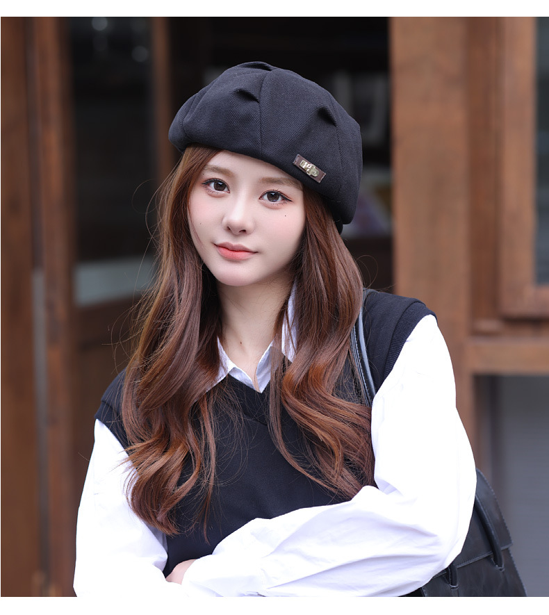New Hot Selling Hat Women's Autumn and Winter Cloud Octagonal Hat Korean Version Versatile Beret Show Face Small Retro Artist Hat_voghion.com