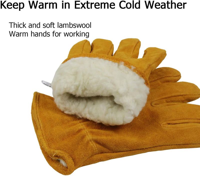 Work Gloves Winter Insulated Snow Cold Proof Leather Glove Thick Thermal Imitation Lambswool Extra Grip Flexible Warm For Working In Cold Weather_voghion.com