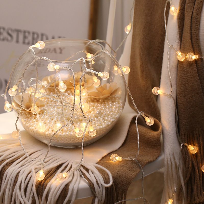 Cadena de luces LED de bola de burbujas para Navidad, decoración para bodas, fiestas, dormitorios, luces intermitentes de colores pequeñas_voghion.com