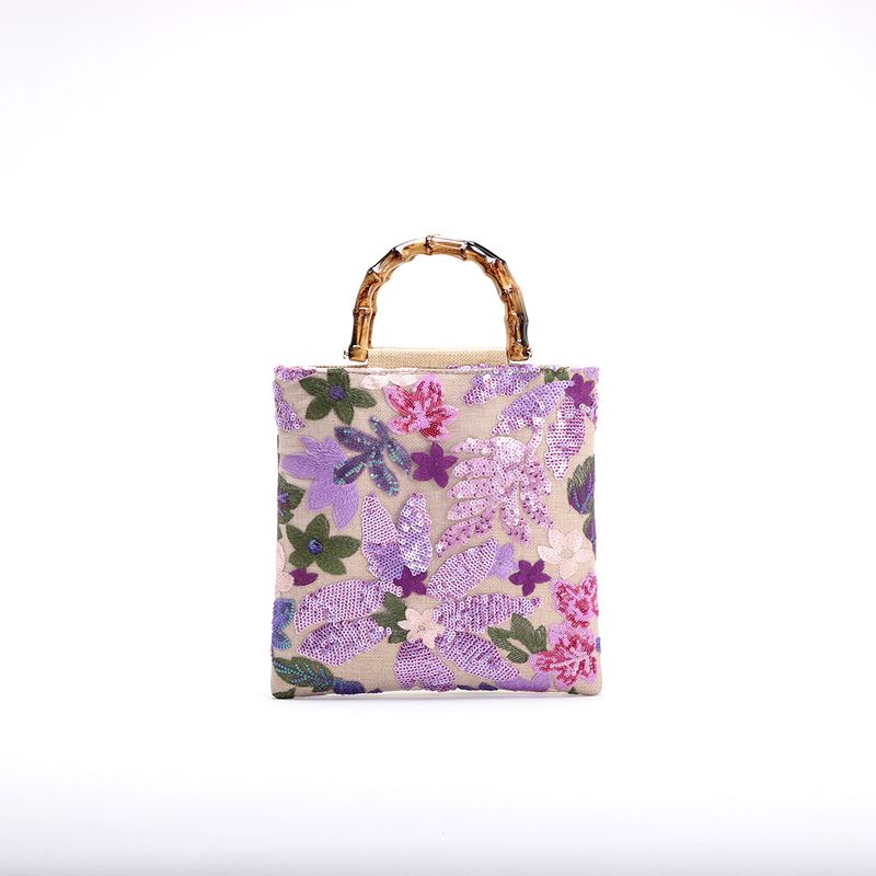 Borsa a mano in lino slub 2024, nuova borsa da sera da donna con paillettes ricamate_voghion.com