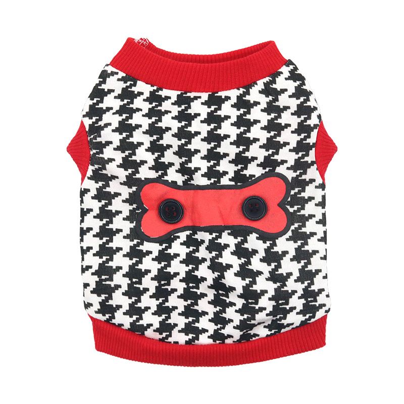 Abbigliamento per cani, gilet per animali domestici con stampa pied de poule, stile primaverile ed estivo_voghion.com