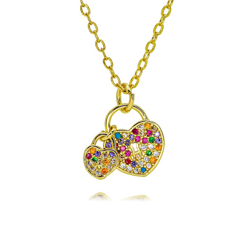 Nuova collana di lusso leggera con zirconi colorati e diamanti, con chiave, placcata in rame e oro, micro intarsiata, alta gioielleria_voghion.com