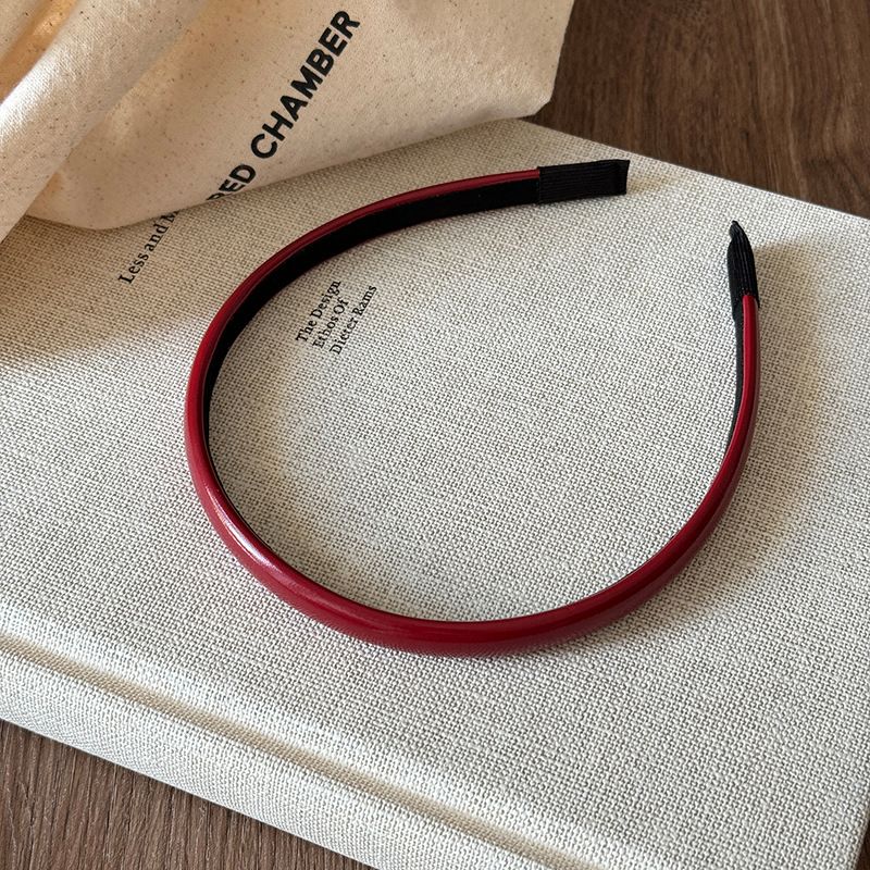 Red and White ~ Burgundy High-End Leather Headband for Women, High-End, Simple, Versatile Headband and Hair Accessory for Going Out_voghion.com