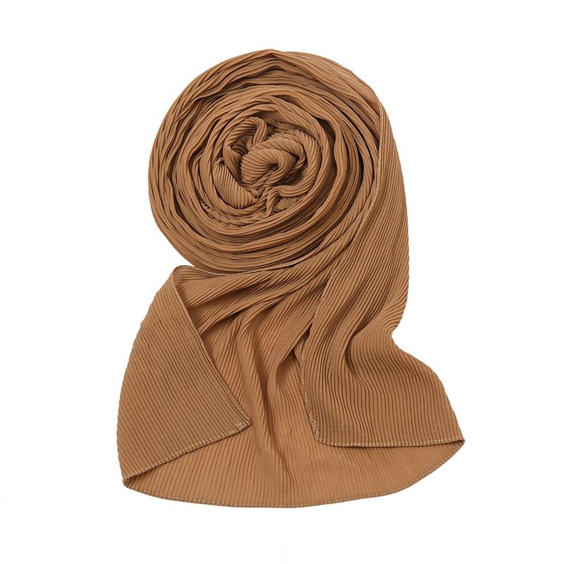 Unisex Pearl chiffon pleated solid color scarf for women hot selling solid color toothpick pressed wrinkled headscarf_voghion.com