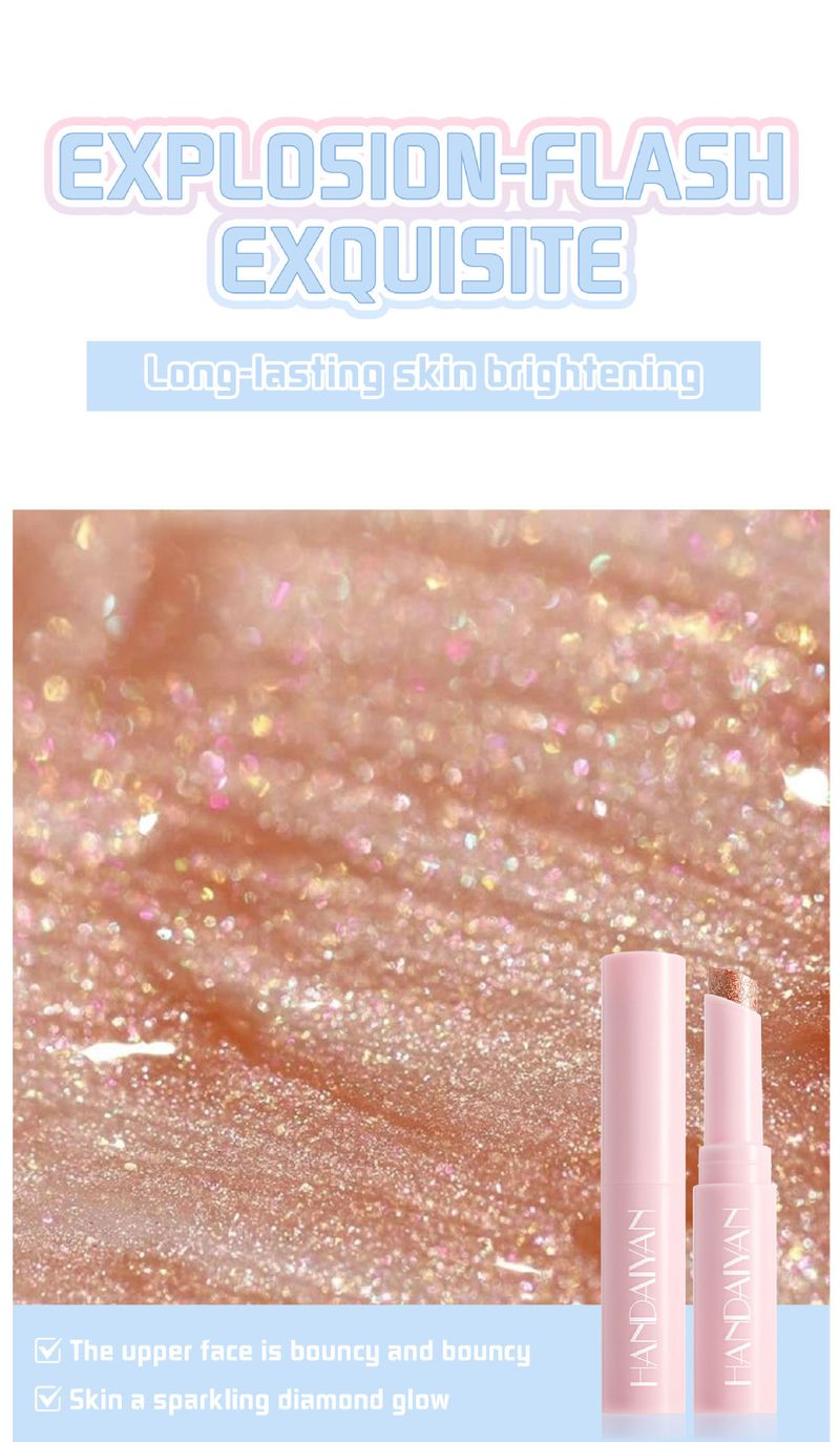 HANDAIYAN Jelly Highlighter Stick - Ultra-Fine Shimmer, Multi-Color, Dual-Use For Eyes & Highlight, Hydrating Glow_voghion.com