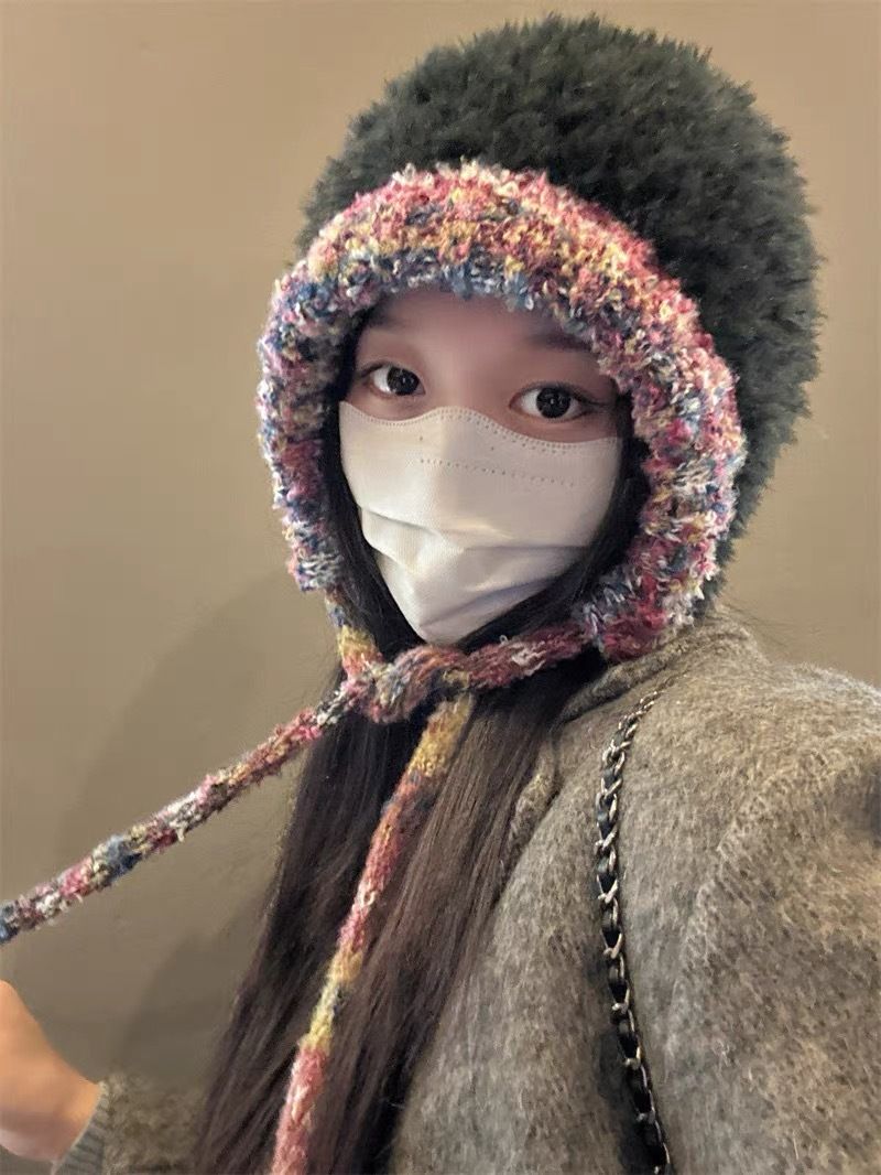 2024 Nuovo cappello lavorato a maglia con testa grande fatto a mano per bambini autunno e inverno, cappello lavorato a maglia con protezione per le orecchie caldo e spesso, mostra le dimensioni del viso_voghion.com