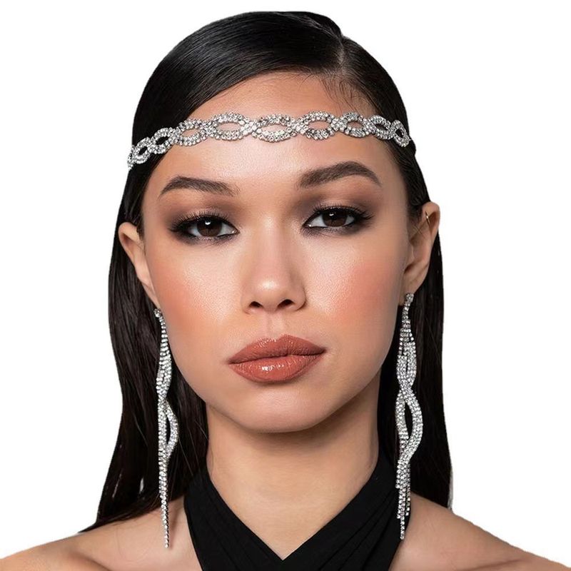 Fascia per capelli elastica con nappa di strass minimalista di alta qualità e diamanti per donna, catena per capelli_voghion.com