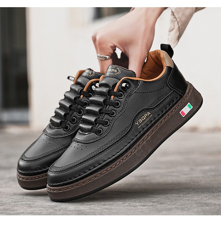 Lässige Slip-On-Sneaker für Herren – leichte, atmungsaktive Slipper aus PU-Leder mit rutschfester Sohle für den täglichen Gebrauch (Weiß/Schwarz/Beige)_voghion.com