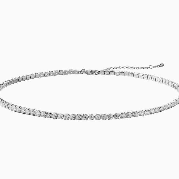 Trendy Hip-Hop Zirkon Halskette für Damen, Schlüsselbein Volle Tenniskette, Choker, Eingelegtes Diamanthalsband_voghion.com