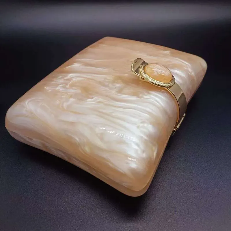 Borsa da sera con catena, piccola, quadrata, estiva, in acrilico, con perle e conchiglia_voghion.com