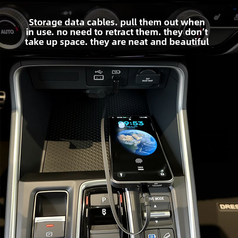 Einziehbares Datenkabel für Auto/Zuhause, rund, langlebig, Doppelkopf, Typ C, 15, iPhone 16, Android, Schnellladung_voghion.com