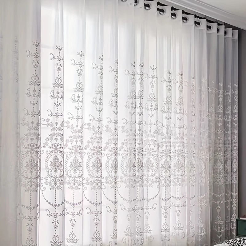 Witte hangmand, handdoek, borduurwerk, geperforeerd raamscherm, klaslokaal, slaapkamergordijn, woonkamer, slaapkamer, balkon, semi-verduisterend kantgordijn_voghion.com