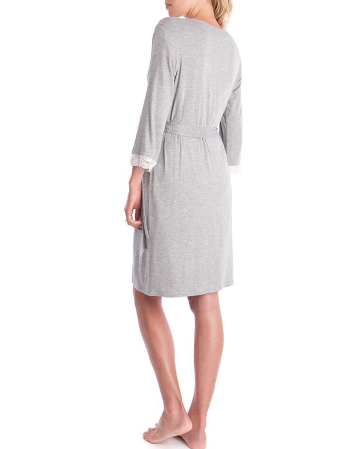 Pigiama abito premaman con maniche a 3/4 e pannello in pizzo moda 2024_voghion.com