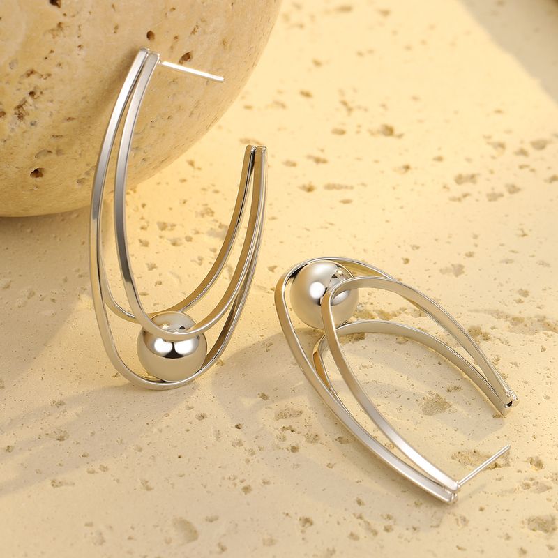 New Glossy Hollow Stainless Steel Earrings Ball Love Pendant Retro High End Titanium Steel Earrings_voghion.com