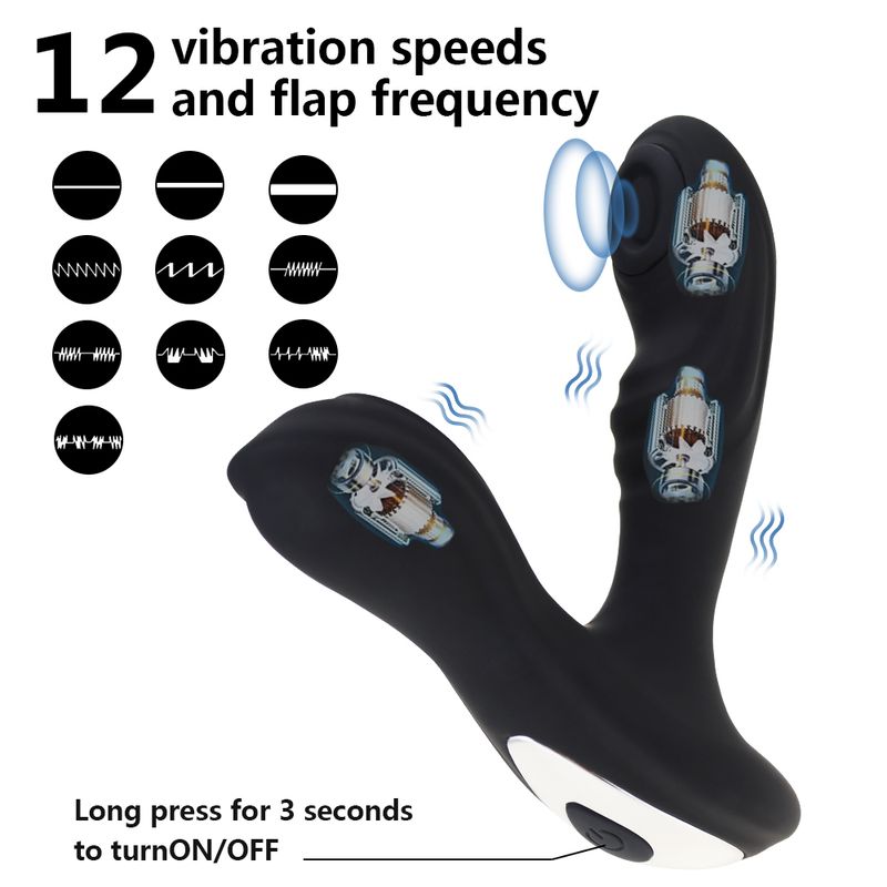 Afstandsbediening met 12 vibratiestanden voor mannen en vrouwen, drukontlasting, G-spot anale plug-massage voor volwassenen_voghion.com