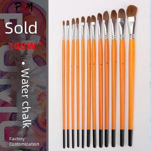 Spot engros kort stang børnetegnepen flad nylon menneskelig ansigtsmaling pen begynder akryl olie pensel_voghion.com