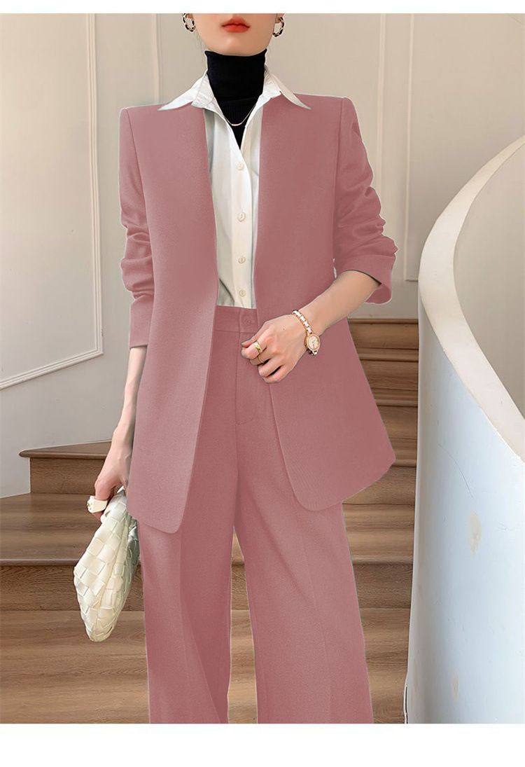 Damenbekleidung Königsblauer Anzug Zweiteiliger Anzug Anzug im neuen Stil im Pendlerdesign für Damen Mehrere Farben optionale Anzugjacke_voghion.com
