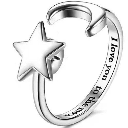 Anello in zircone con incisione rotante a forma di quadrifoglio, regolabile, antistress e anti-ansia_voghion.com