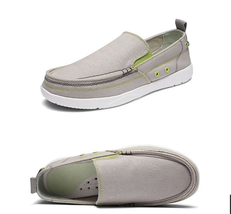 Canvas loafers Spring summer breathable men's casual shoes over feet_voghion.com