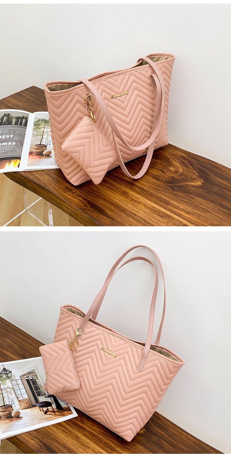 Confezione da 2 borse tote da donna con ricamo a onde d'acqua - Mini borsa a tracolla alla moda con portachiavi (borse a tracolla da donna)_voghion.com