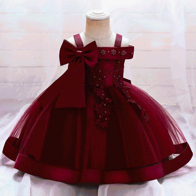 Abito da sposa per bambina 2025 (70-100 cm) | Tutù da principessa con ricami di perle e spalle scoperte per eventi estivi_voghion.com