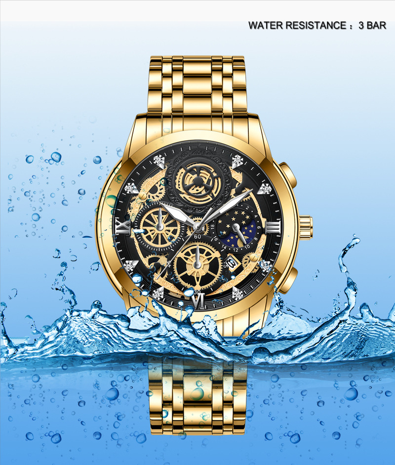 Men's Watch Sun Moon And Stars Hollow Calendar Men's Watch Tourbillon Luminous Quartz Waterproof Watch_voghion.com