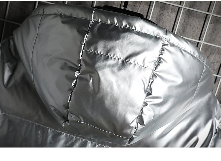Piumino invernale da uomo – Rivestimento esterno in poliestere spesso con fodera in pile, cappuccio e cappotto corto con cerniera in colori metallizzati_voghion.com