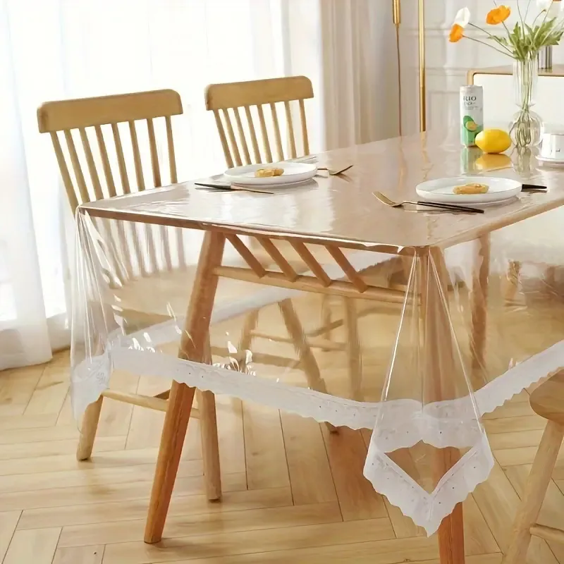 Tischdecke, Dünner Transparenter Kunststoff, Ölfeste Abwischbare Tischdecke Für Esstische, Partys, Camping Geruchlos_voghion.com