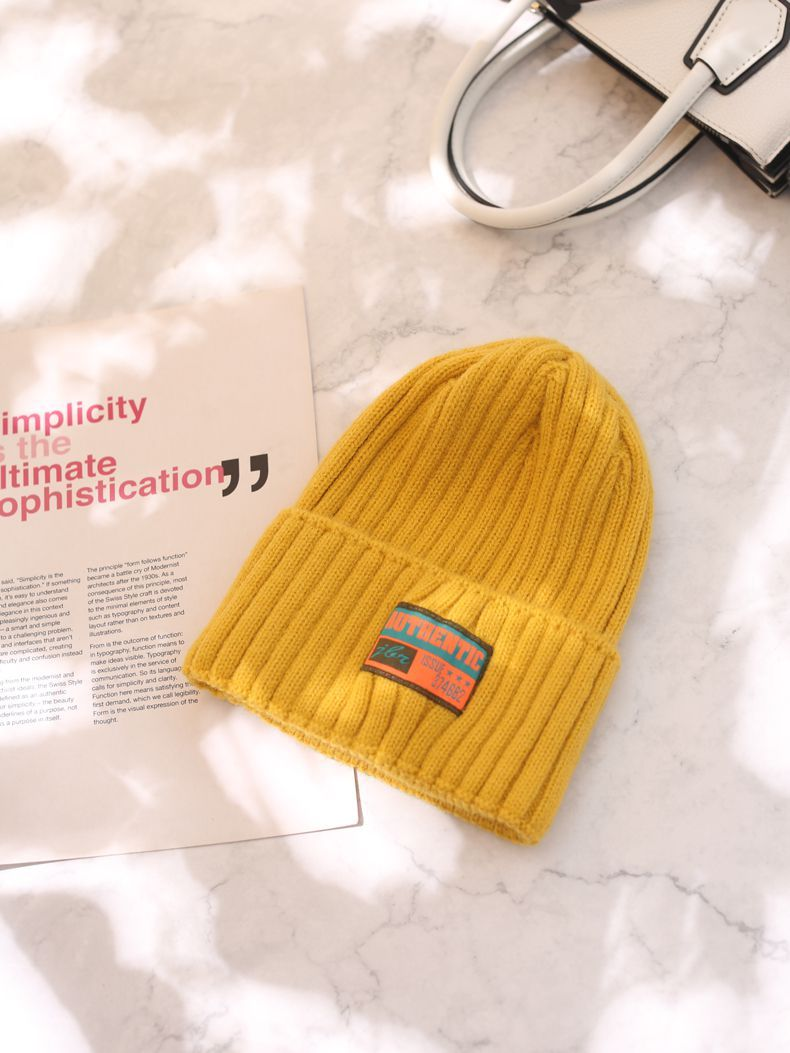 Chapeau en laine tricoté pour enfants, visage rond, Version polyvalente, mode Orange coréenne, automne et hiver_voghion.com