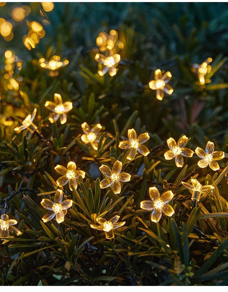 Guirnalda de luces LED solares: luces decorativas impermeables para exteriores, para jardín, patio y camping (5 m/7 m/12 m/22 m, blanco cálido)_voghion.com