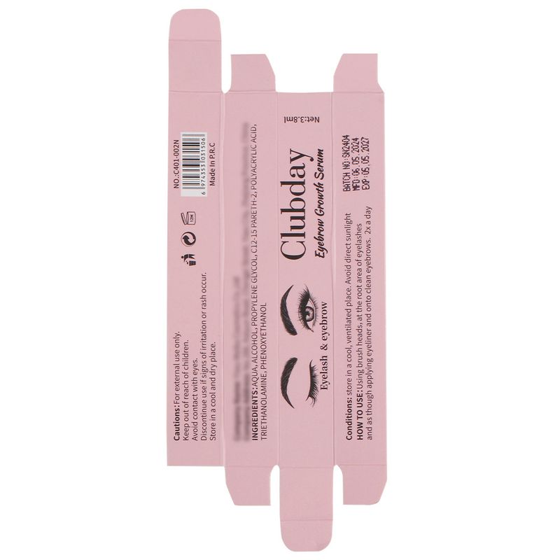 Siero trasparente per ciglia e sopracciglia Clubday - 3,8 ml - Potenziatore naturale della crescita per ciglia più folte, curve più lunghe e sopracciglia più folte_voghion.com